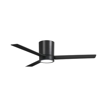 Roto LED Flush Mount Ceiling Fan in Coal Black.