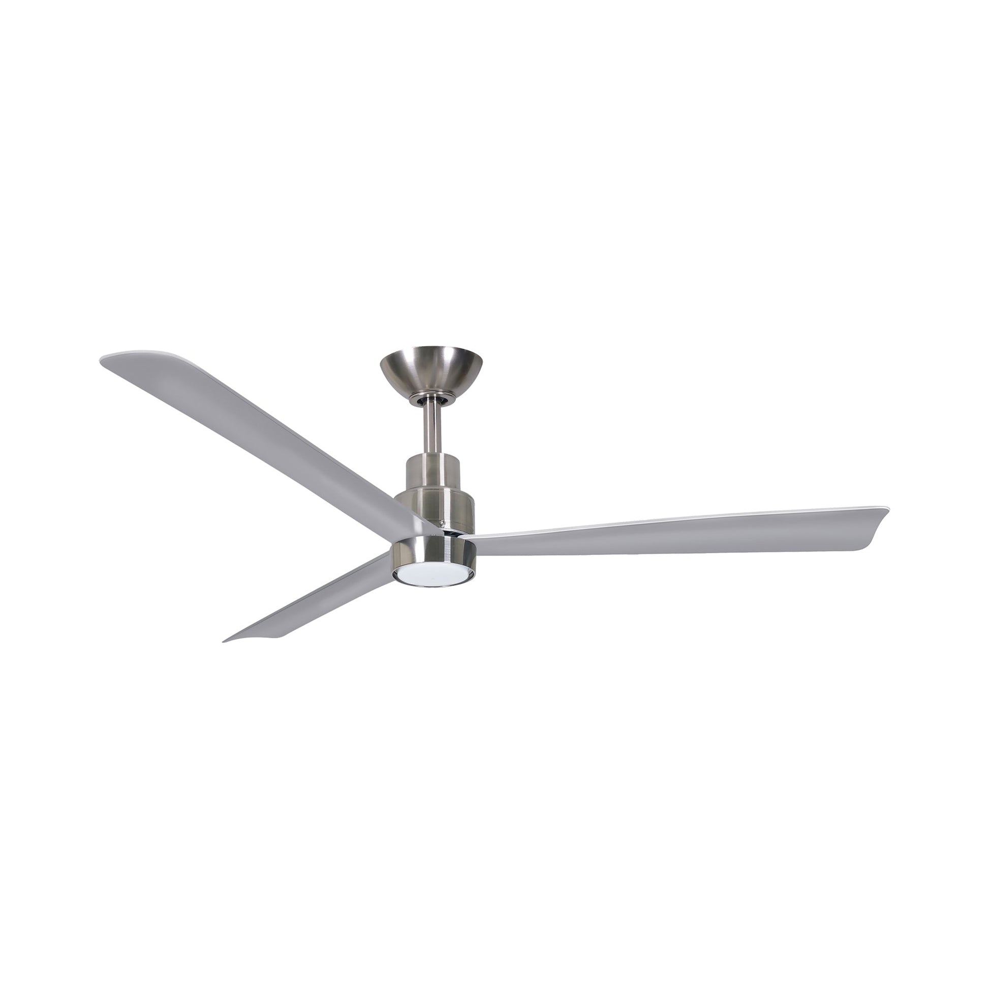 Simple Outdoor LED Ceiling Fan in Brushed Nickel Wet.