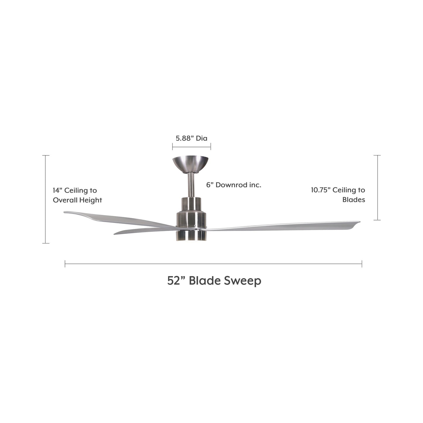 Simple Outdoor LED Ceiling Fan - line drawing.