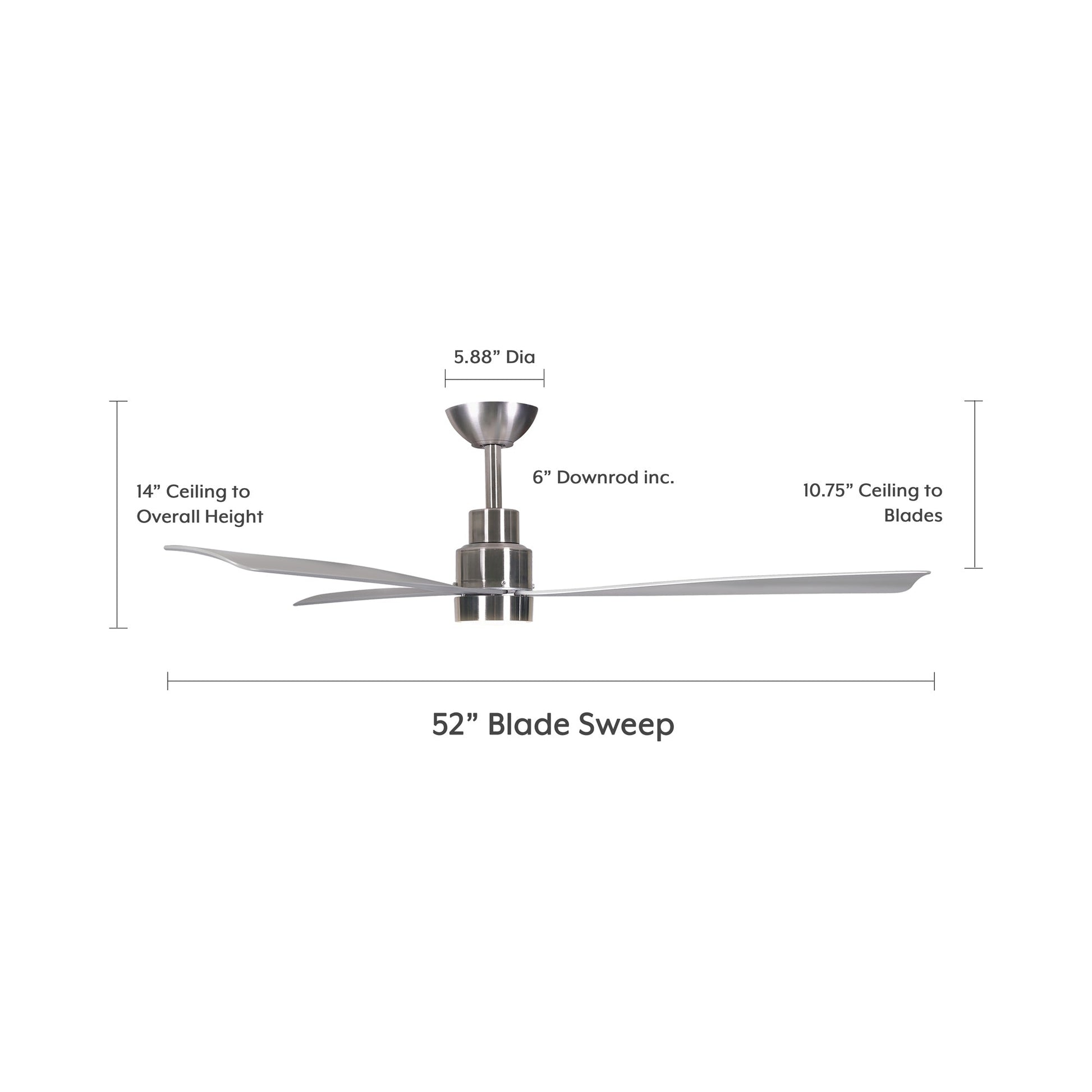 Simple Outdoor LED Ceiling Fan - line drawing.
