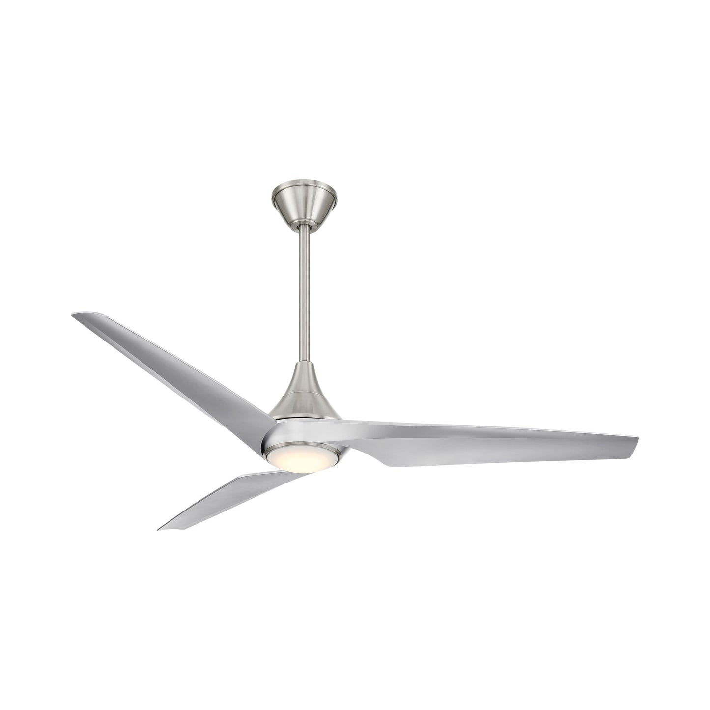 Switch Smart LED Ceiling Fan in Brushed Nickel/Silver.