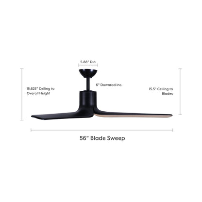 Tempri Outdoor LED Ceiling Fan - line drawing.