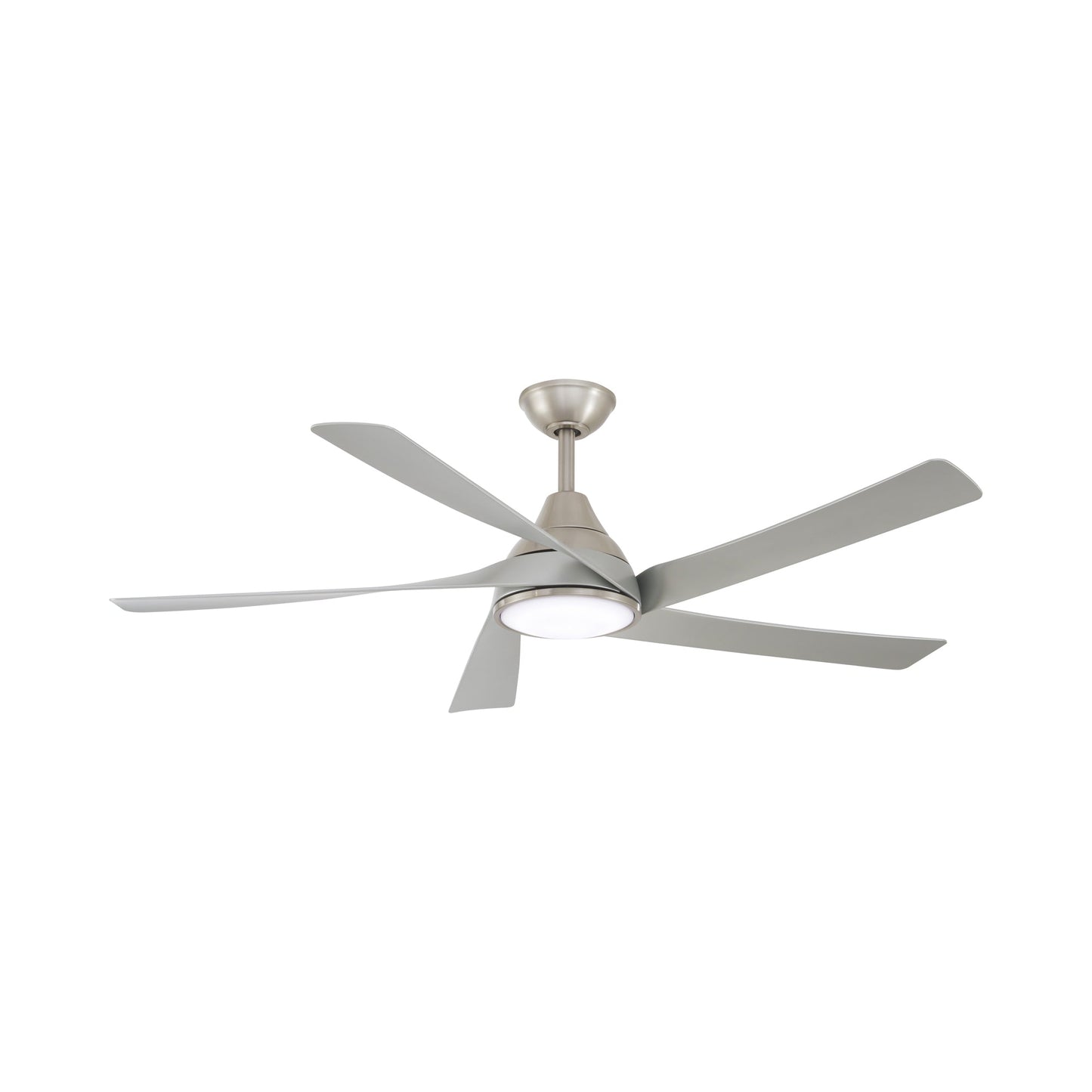 Transonic LED Ceiling Fan in Brushed Nickel/Silver.