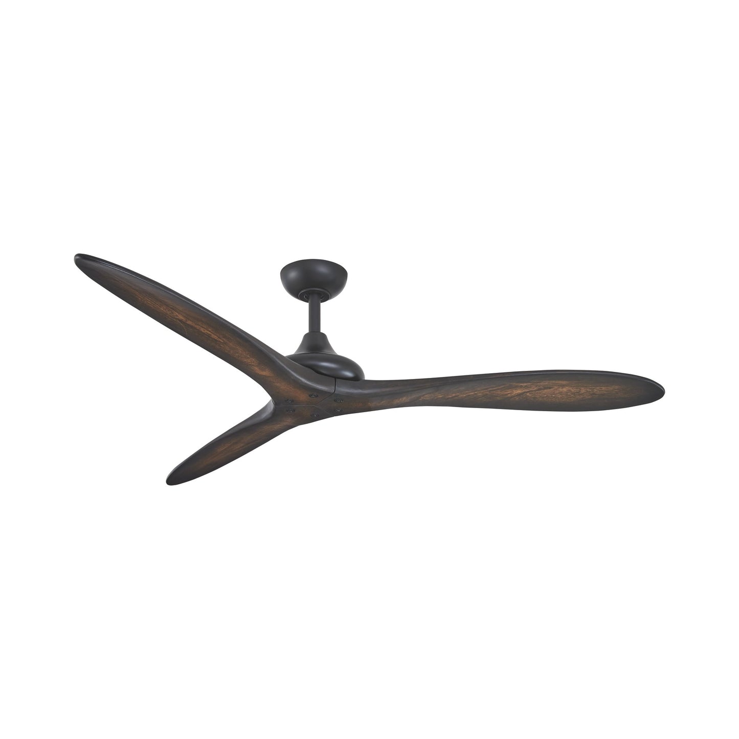 Vapor Ceiling Fan in Coal Black/Toned Koa Wood.