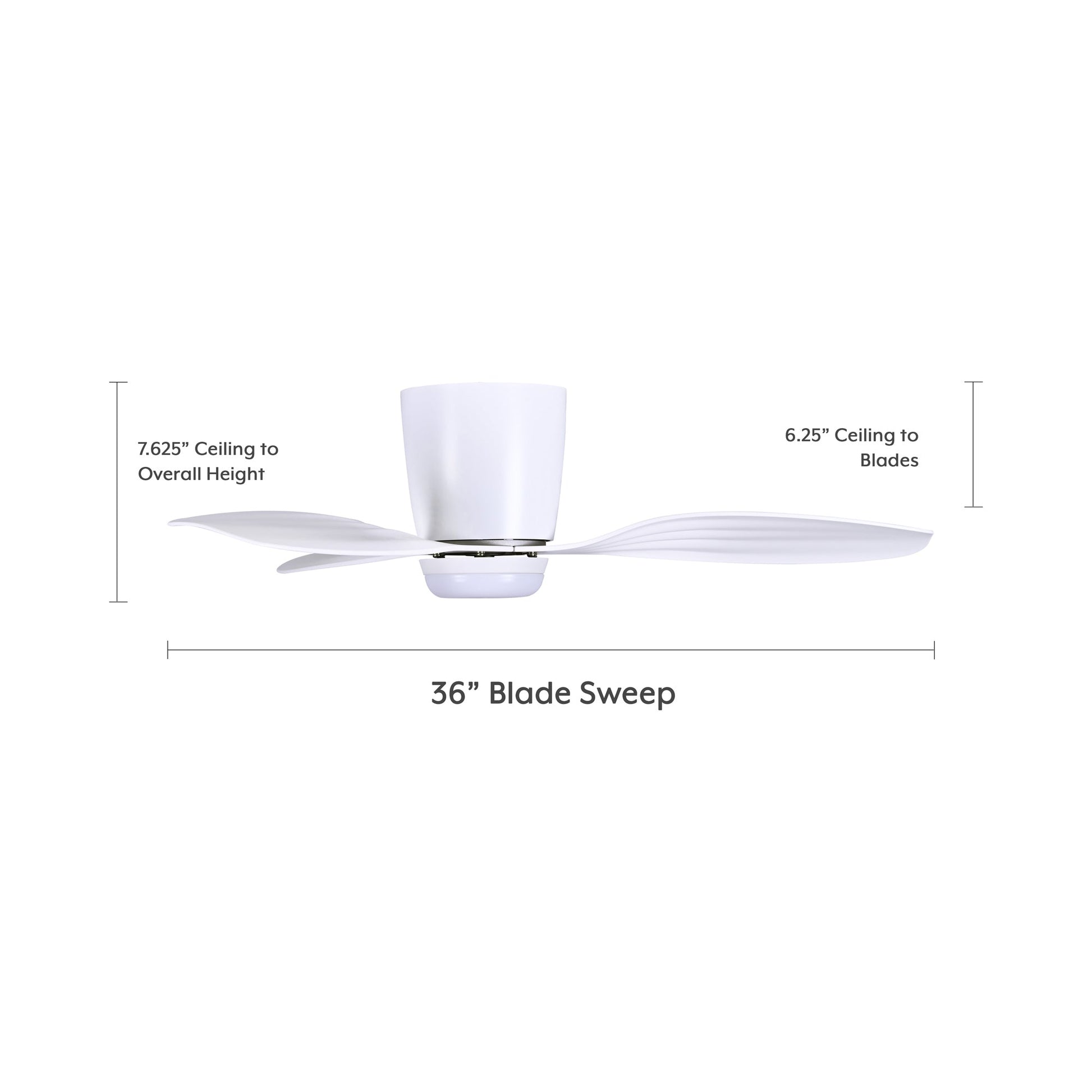 Ventiara Outdoor LED Ceiling Fan - line drawing.