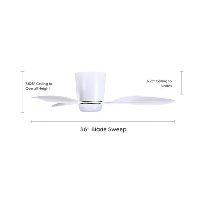 Ventiara Outdoor LED Ceiling Fan - line drawing.