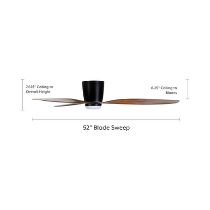 Ventiara Outdoor LED Ceiling Fan - line drawing.