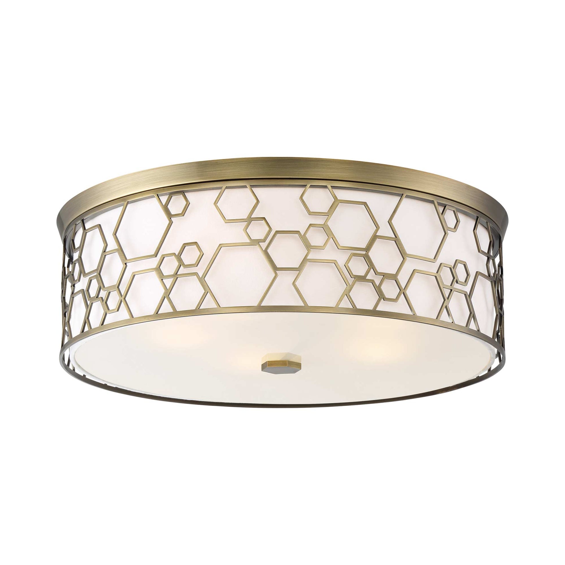 845-L LED Flush Mount Ceiling Light in Polished Satin Brass (Large).