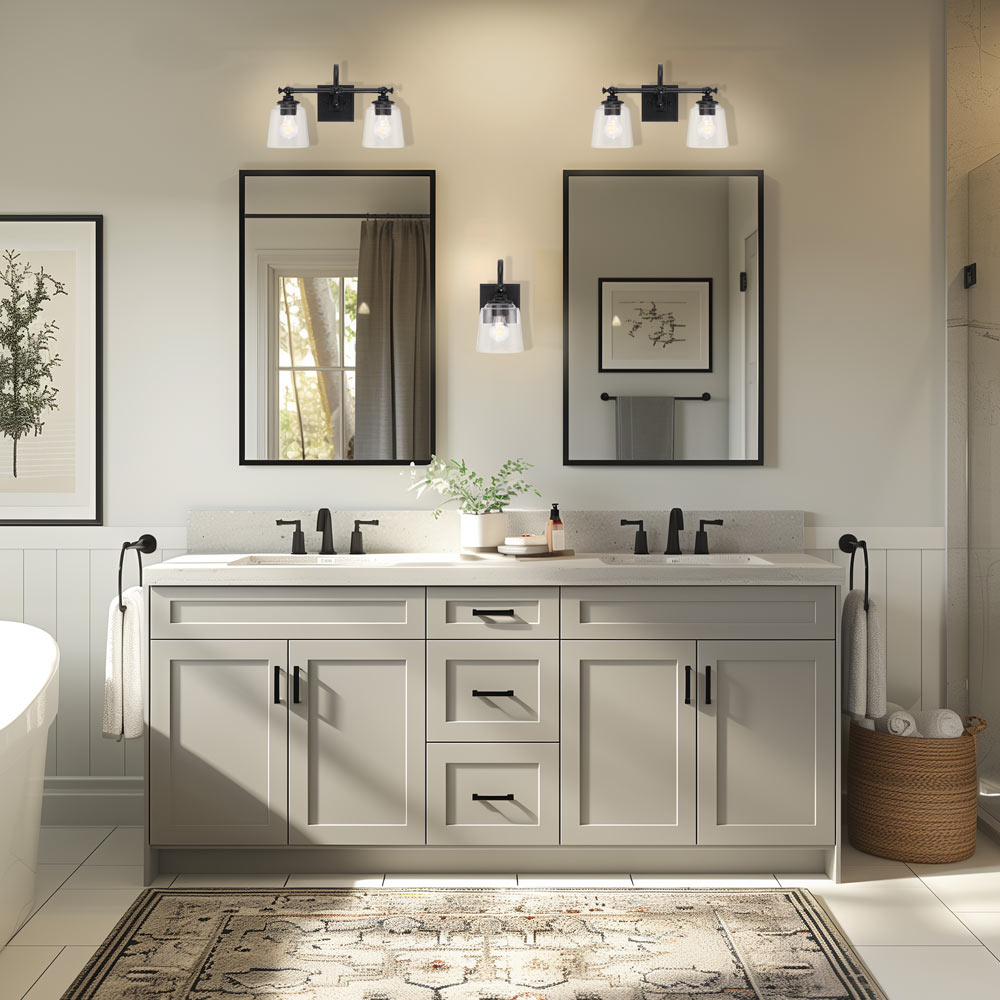 Antonia Bath Vanity Light in bathroom.