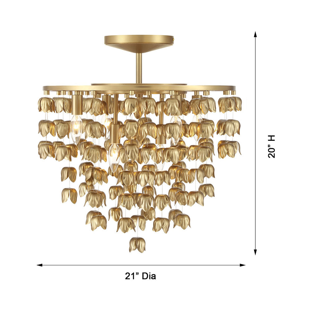 Ashgrove Semi Flush Mount Ceiling Light - line drawing.