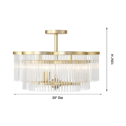 Azura Semi Flush Mount Ceiling Light - line drawing.