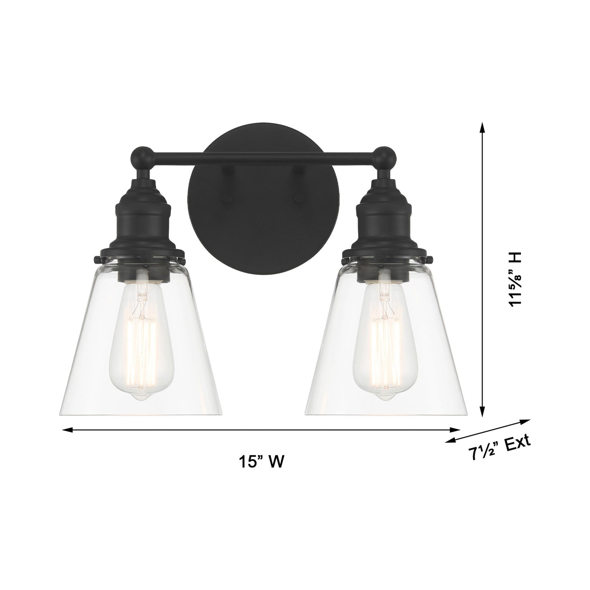 Barwell Bath Vanity Light - line drawing.
