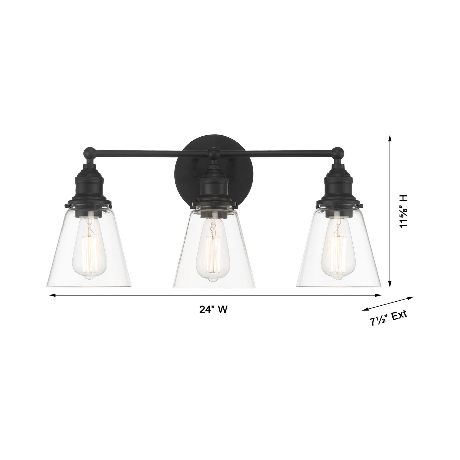 Barwell Bath Vanity Light - line drawing.