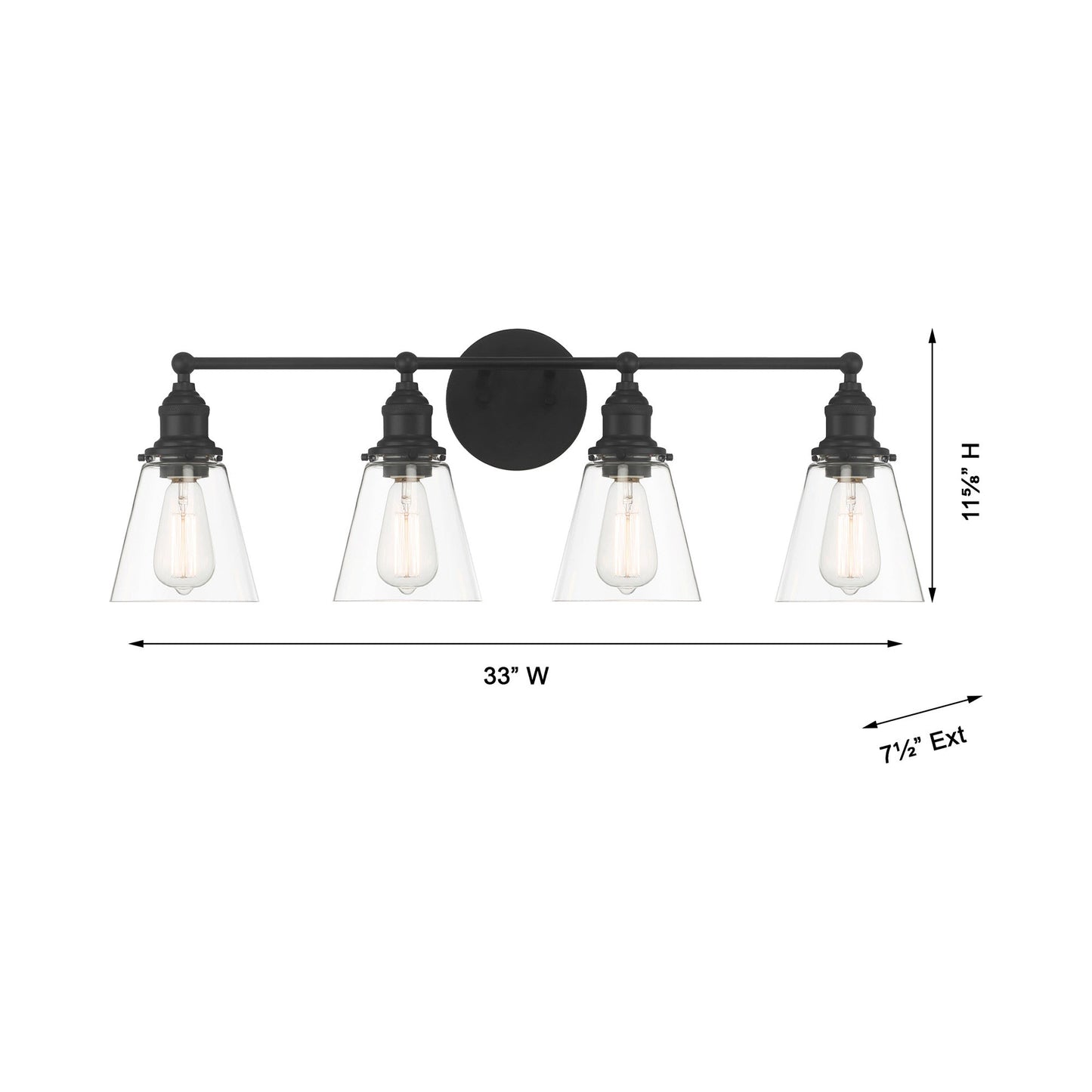 Barwell Bath Vanity Light - line drawing.