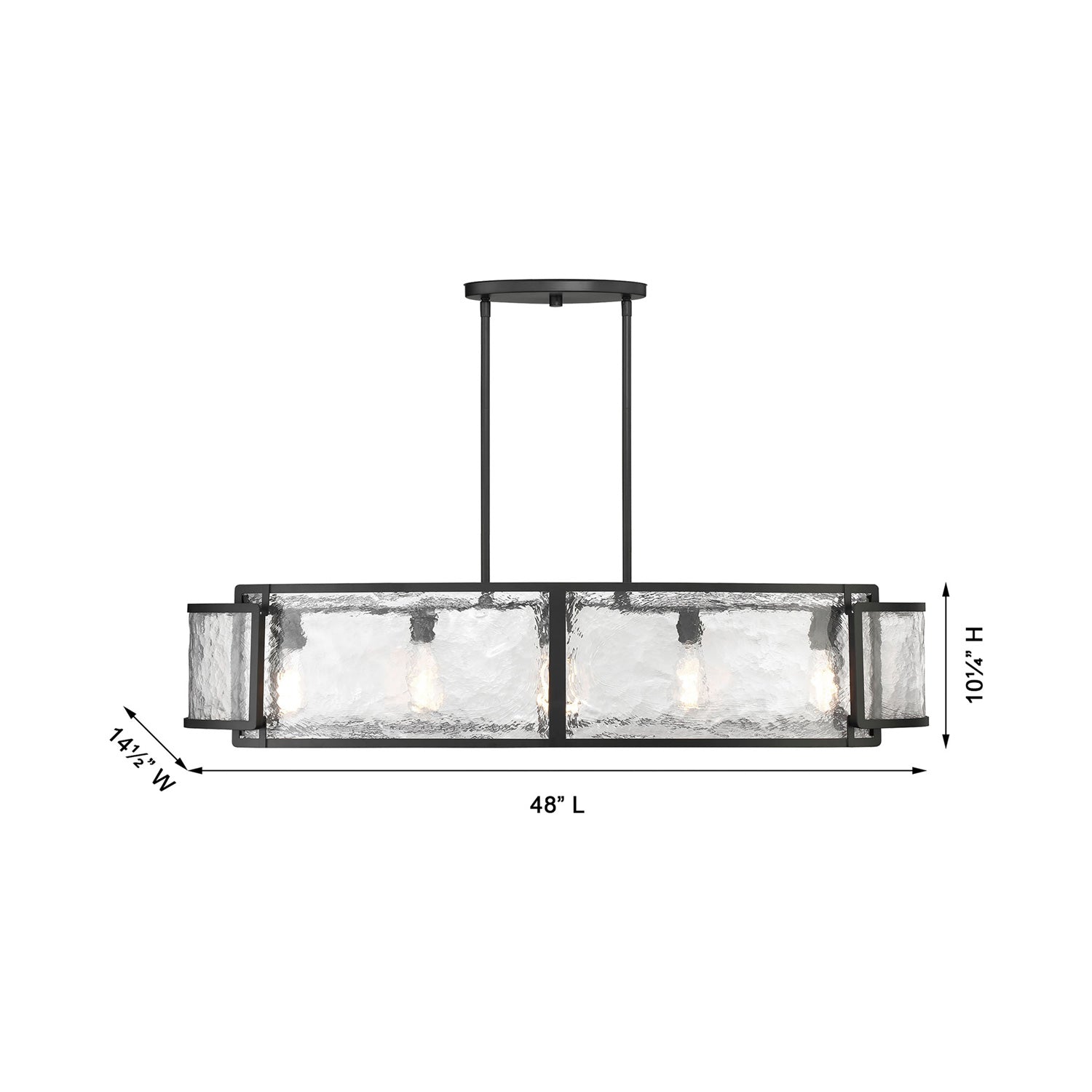 Bella Collina Linear Pendant Light - line drawing.