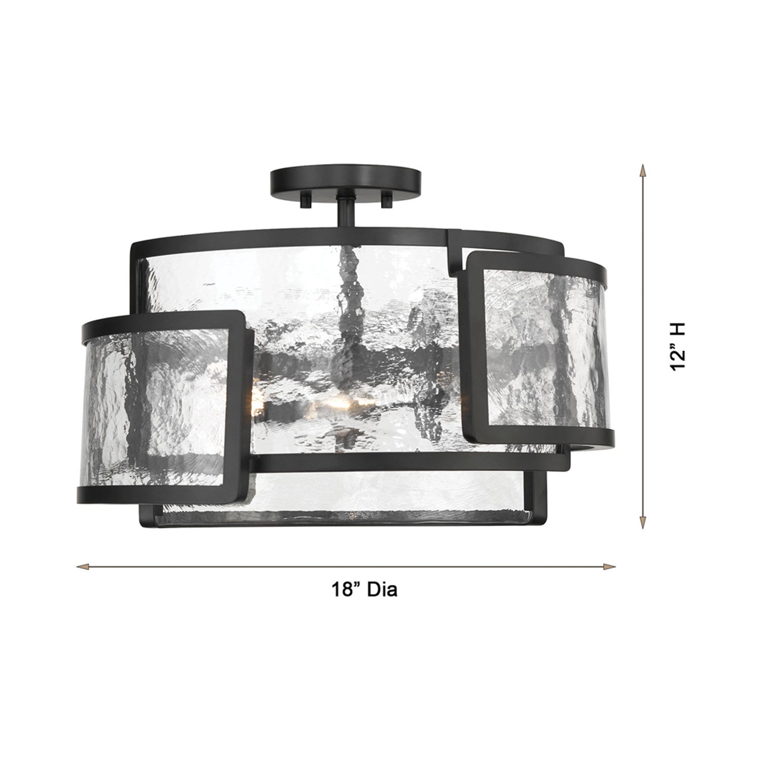Bella Collina Semi Flush Mount Ceiling Light - line drawing.