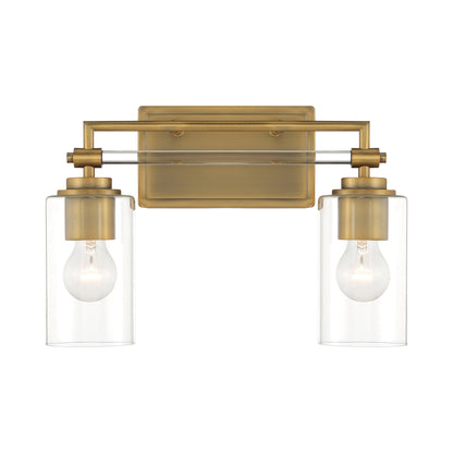 Binsly Bath Vanity Light in Aged Brass (2-Light).