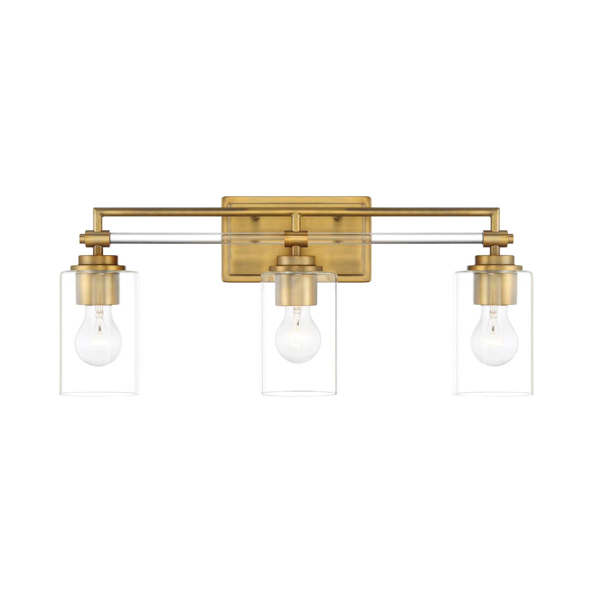 Binsly Bath Vanity Light in Aged Brass (3-Light).