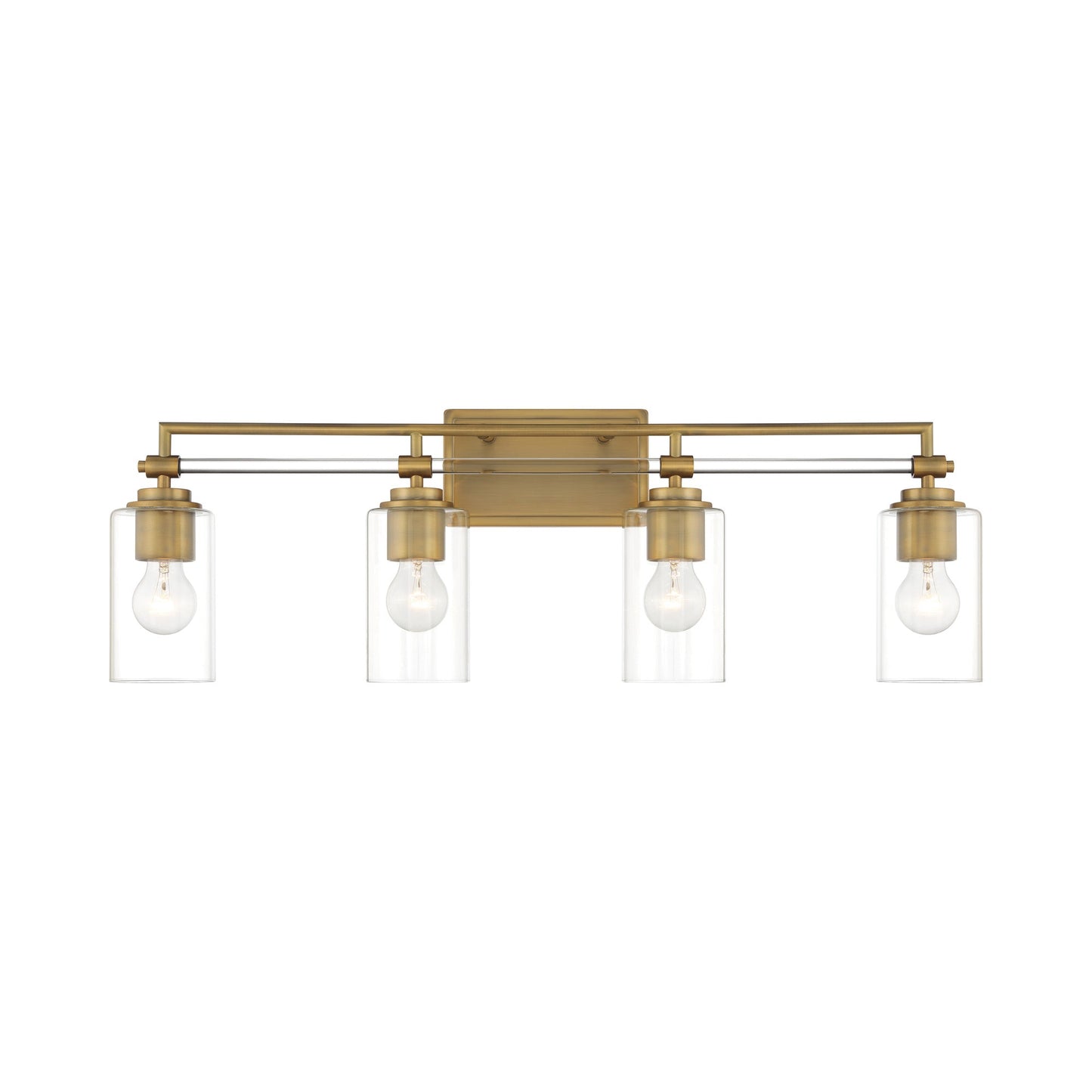 Binsly Bath Vanity Light in Aged Brass (4-Light).