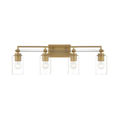 Binsly Bath Vanity Light in Aged Brass (4-Light).