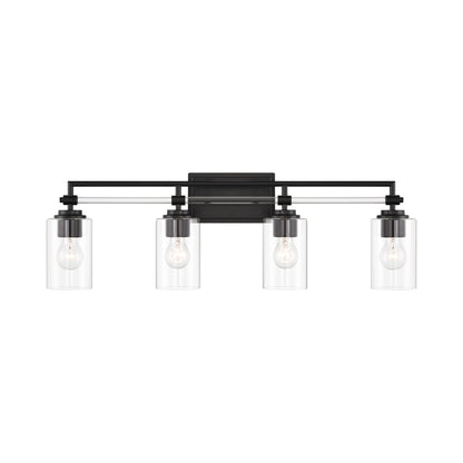Binsly Bath Vanity Light in Coal Black (4-Light).