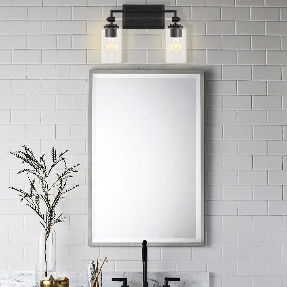 Binsly Bath Vanity Light in bathroom.