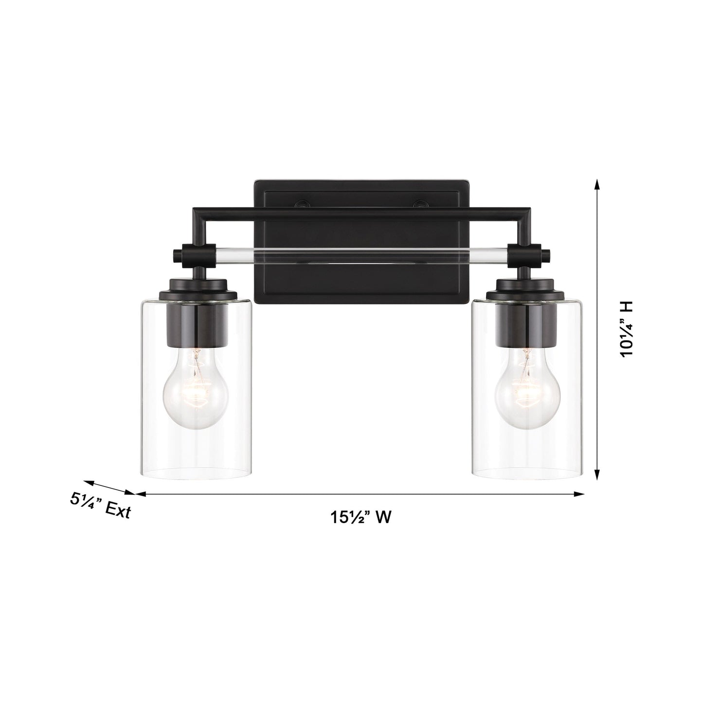 Binsly Bath Vanity Light - line drawing.