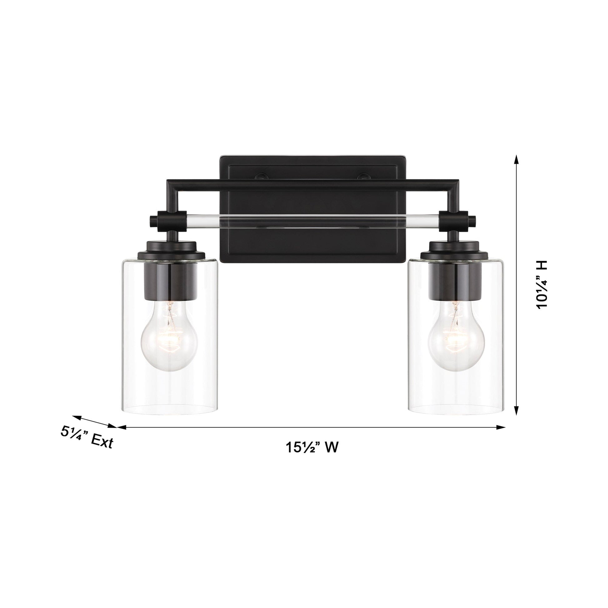 Binsly Bath Vanity Light - line drawing.