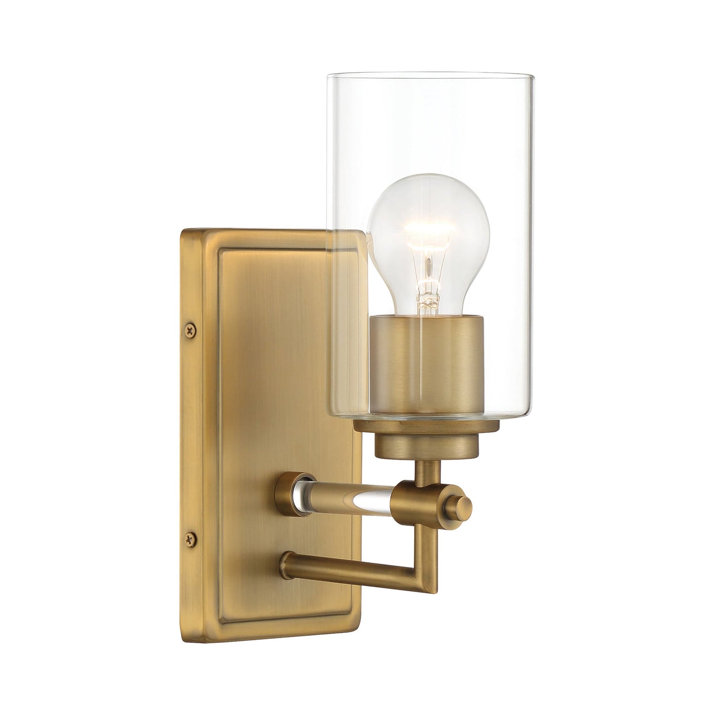 Binsly Bath Wall Light in Aged Brass.