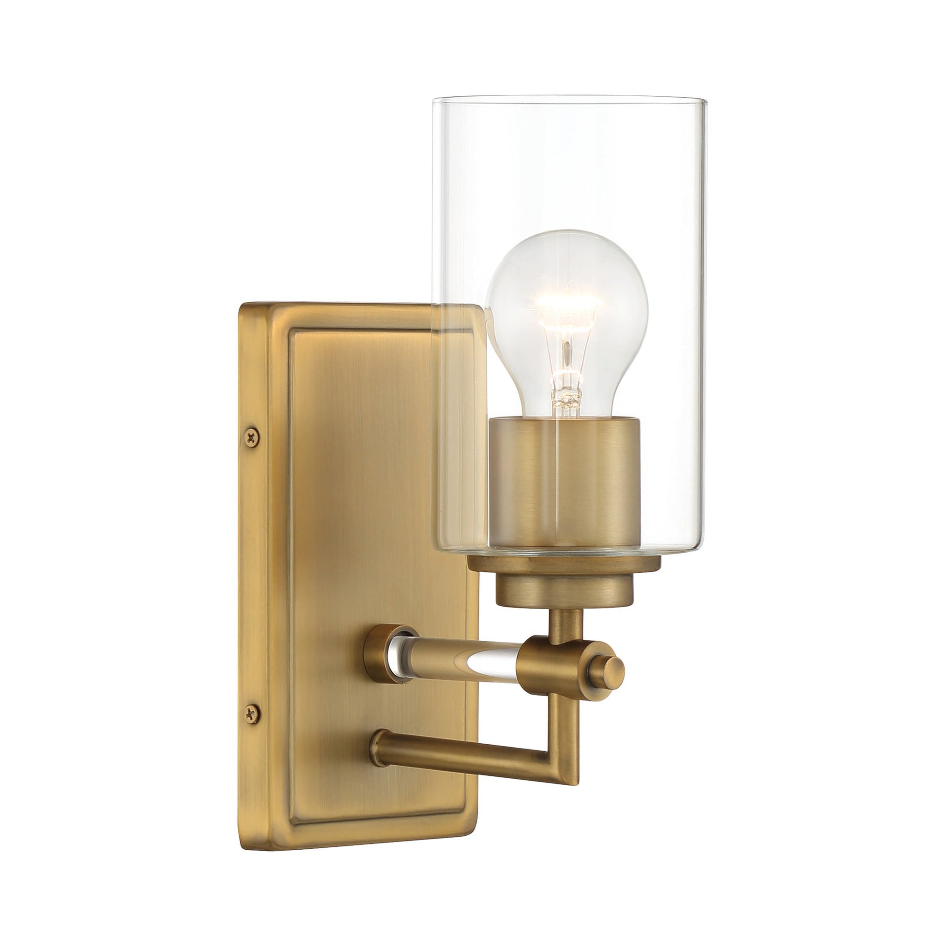 Binsly Bath Wall Light in Aged Brass.