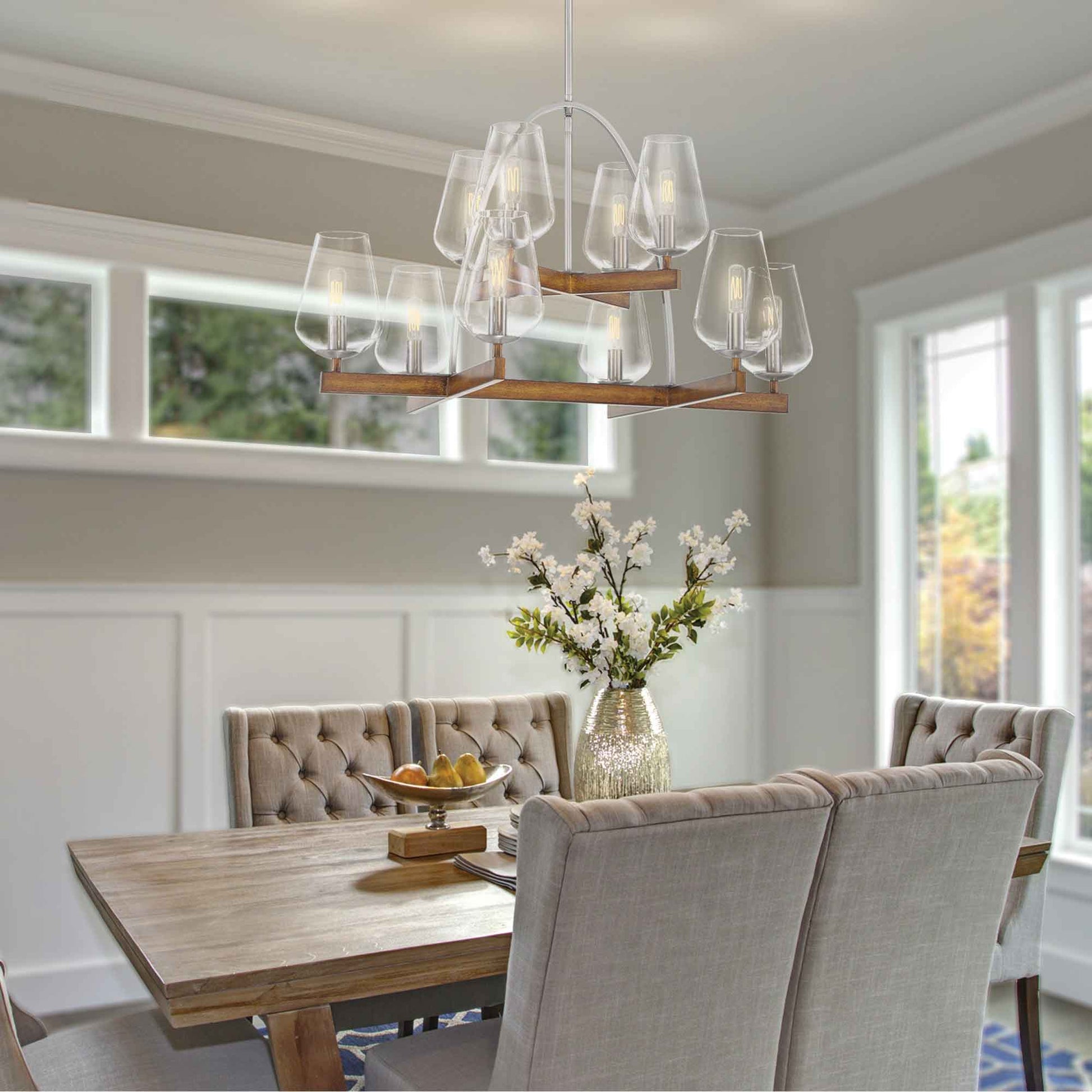 Birnamwood Chandelier in dining room.