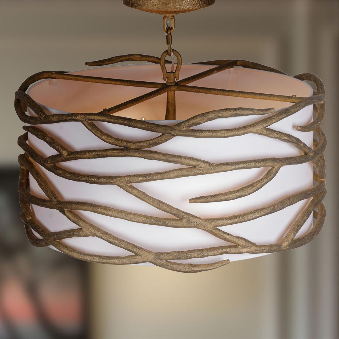 Branch Reality Semi Flush Mount Ceiling Light in Detail.