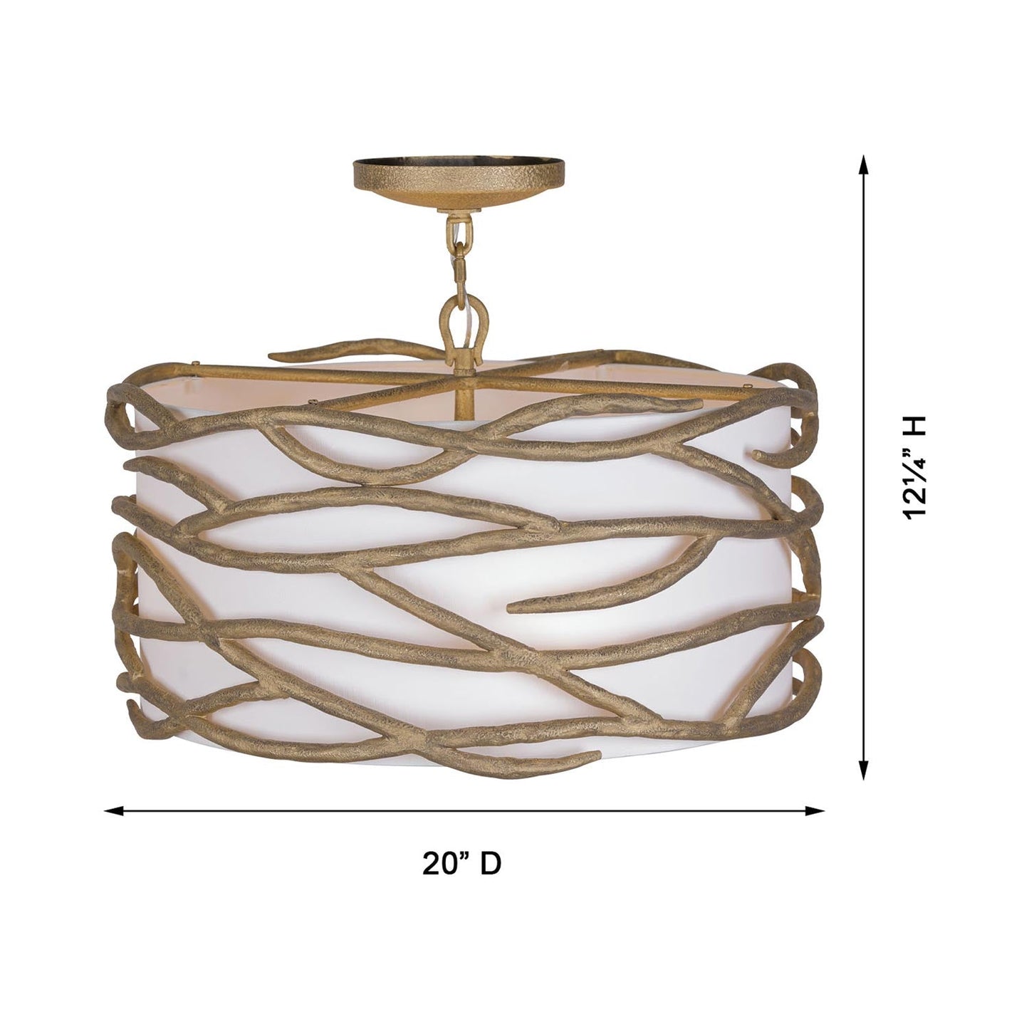 Branch Reality Semi Flush Mount Ceiling Light - line drawing.