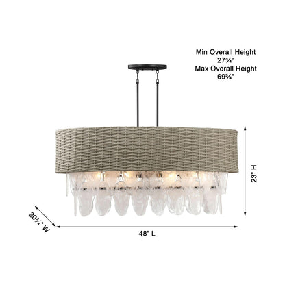 Breakers Isle Linear Pendant Light - line drawing.