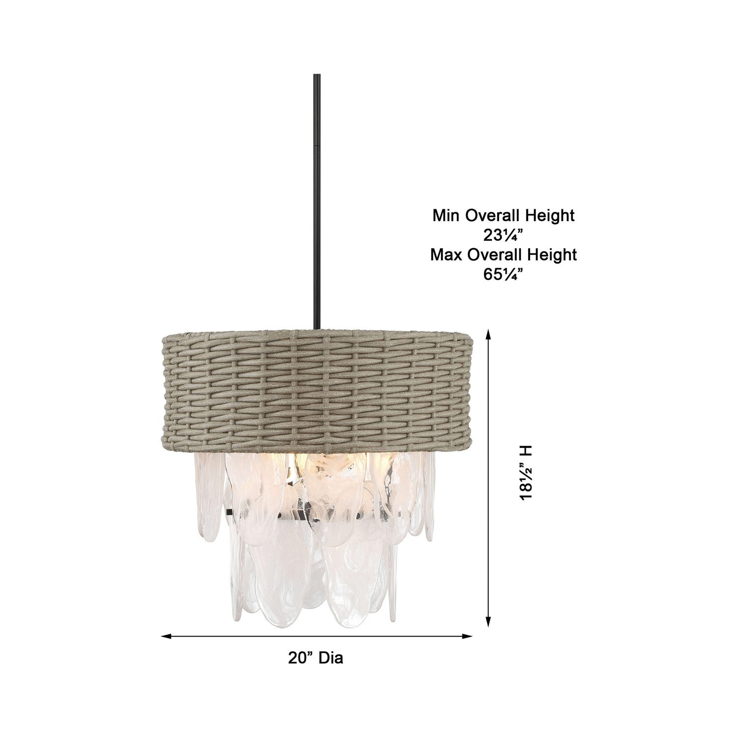 Breakers Isle Pendant Light - line drawing.