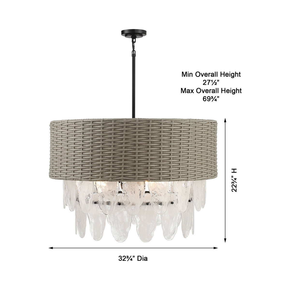 Breakers Isle Pendant Light - line drawing.