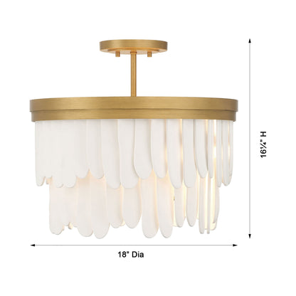 Briscade Semi Flush Mount Ceiling Light - line drawing.