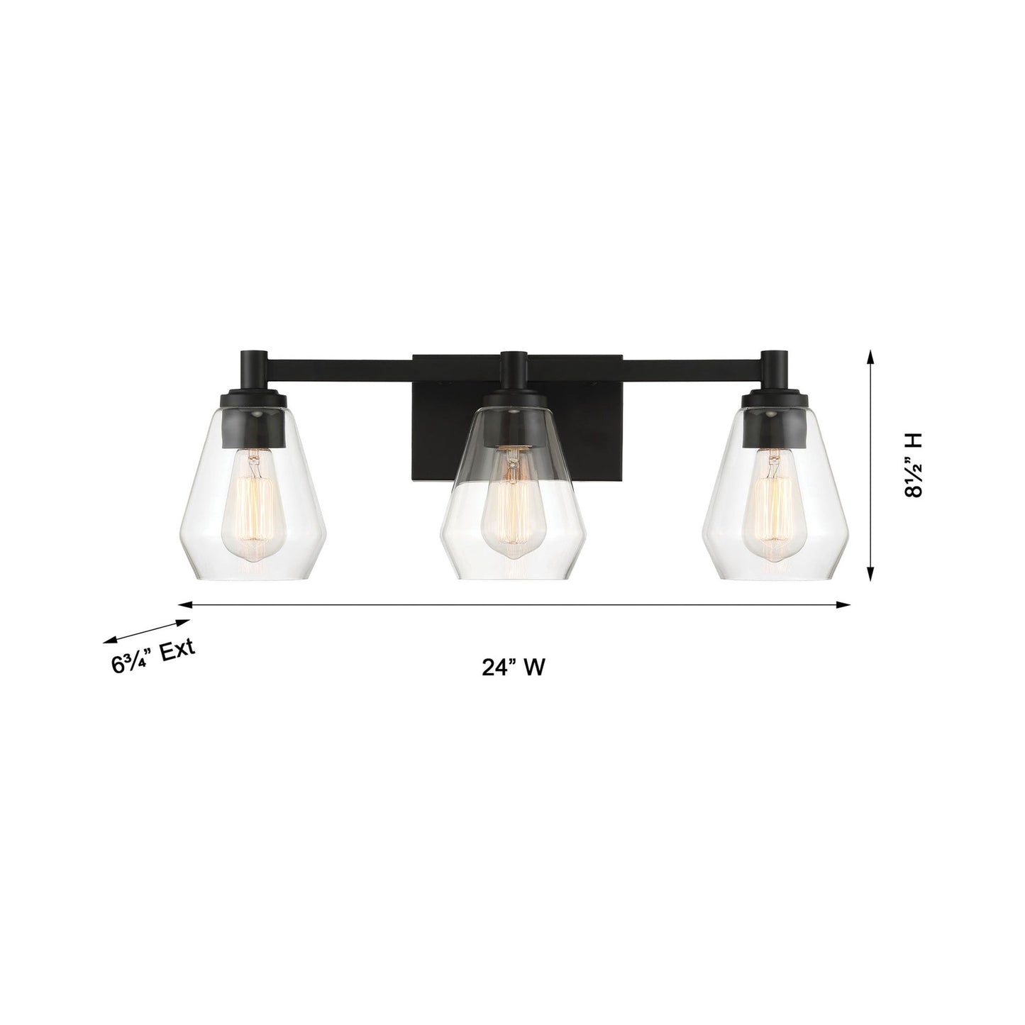Clarity Bath Vanity Light - line drawing.