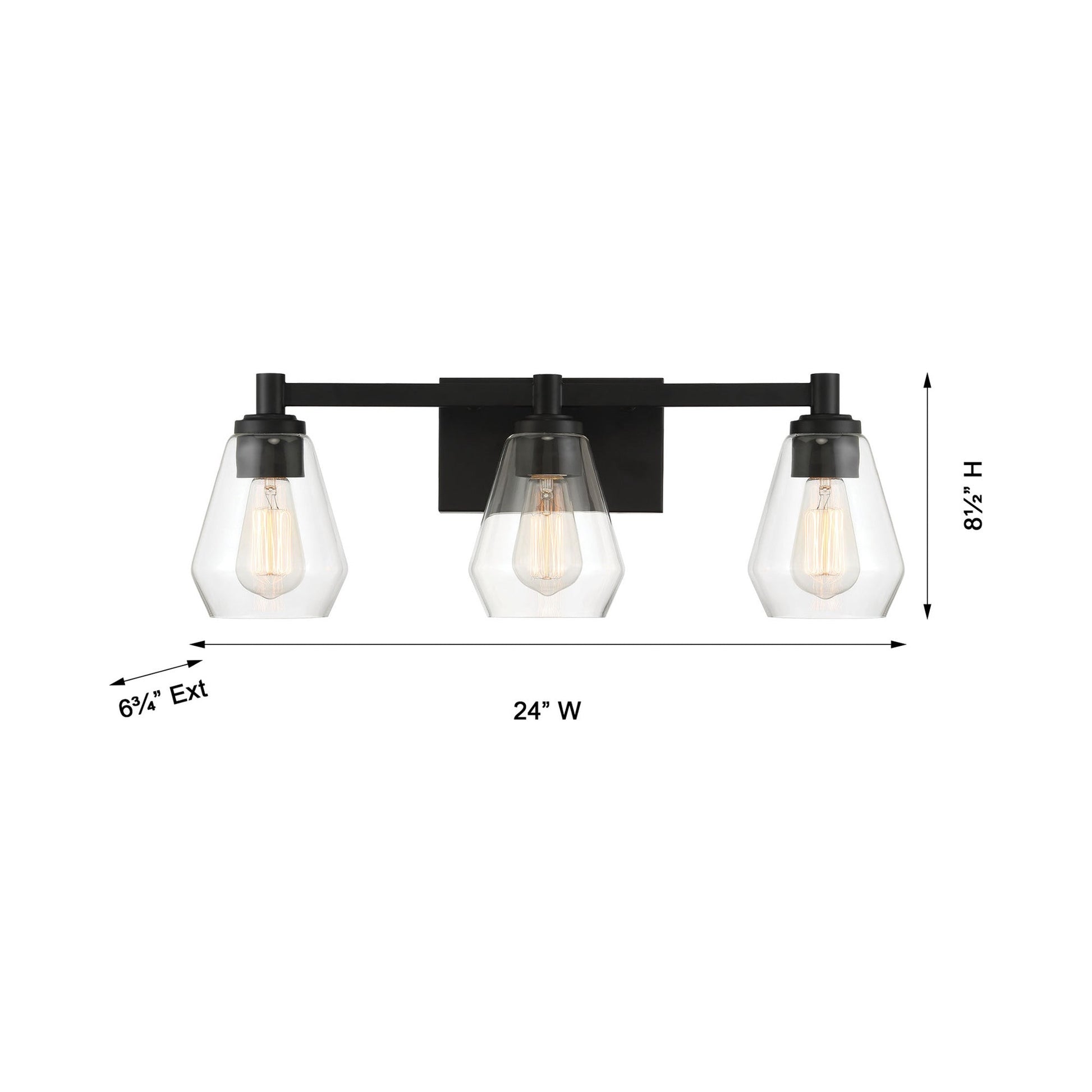 Clarity Bath Vanity Light - line drawing.