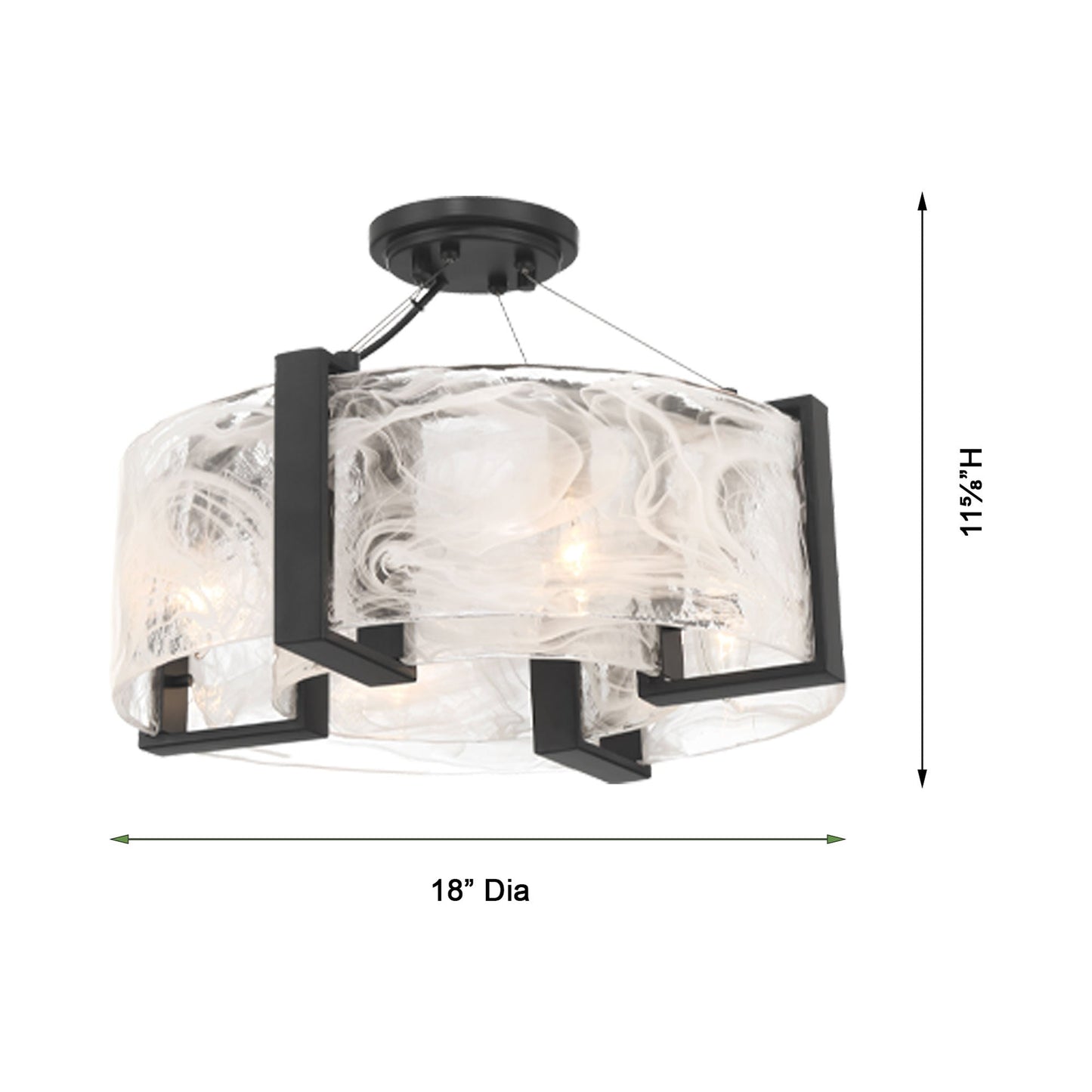 Cloud Break 3614 Semi Flush Mount Ceiling Light - line drawing.