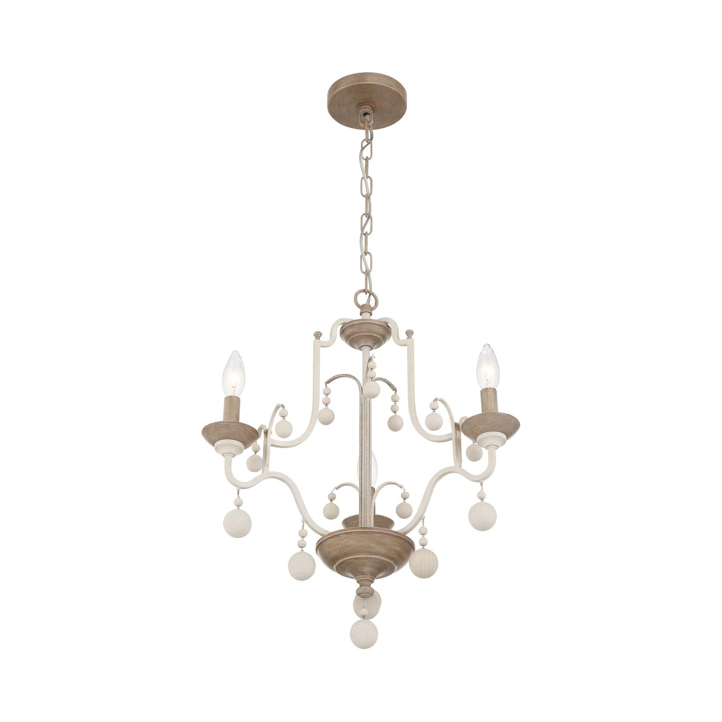 Colonial Charm Chandelier in White Wash (3-Light).