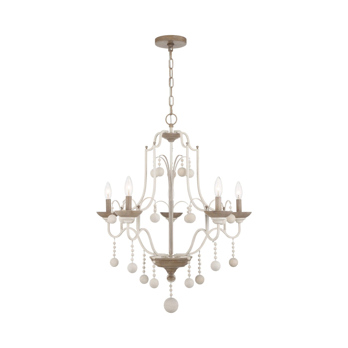 Colonial Charm Chandelier in White Wash (5-Light).