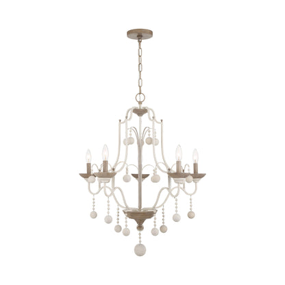Colonial Charm Chandelier in White Wash (5-Light).