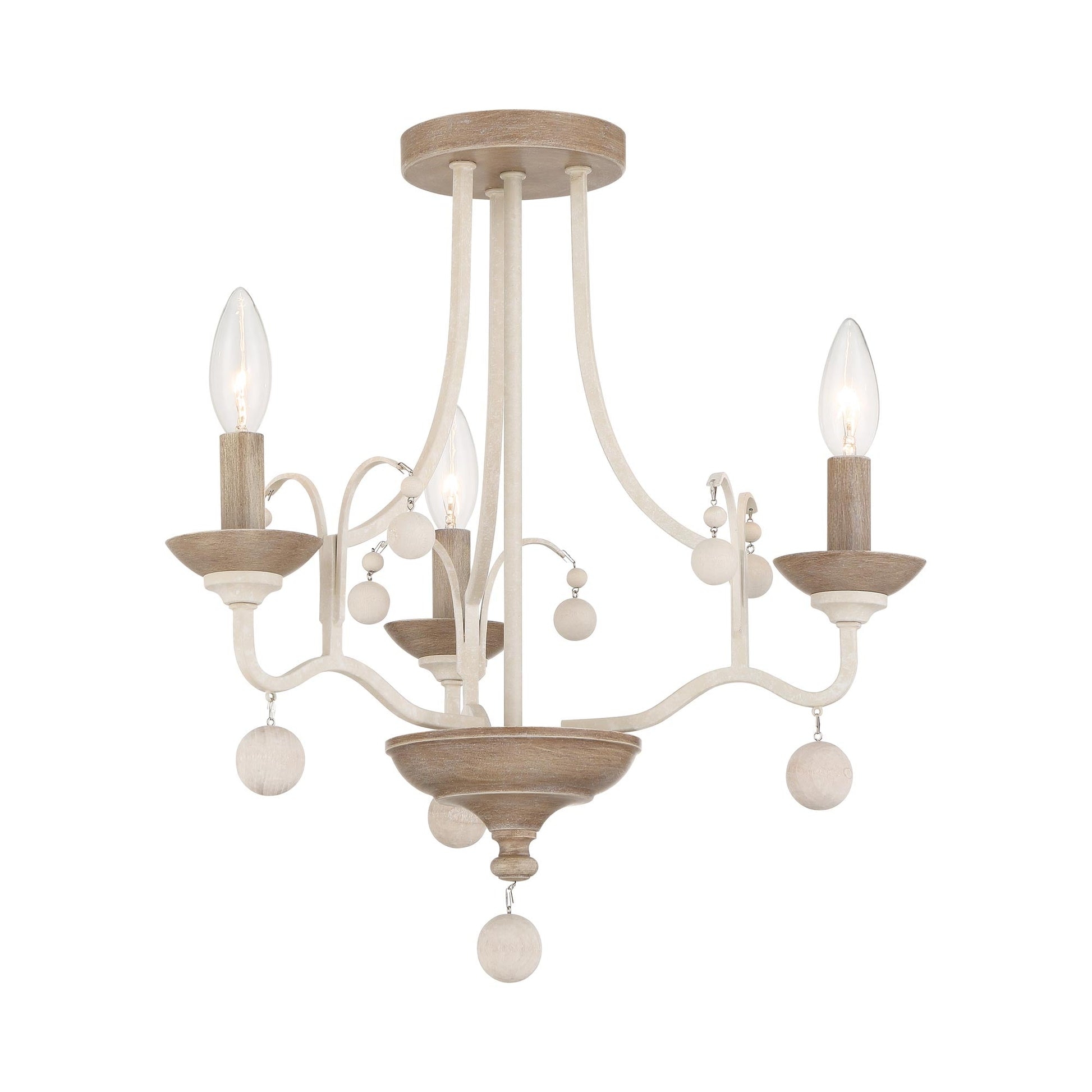 Colonial Charm Semi Flush Mount Ceiling Light in White Wash.