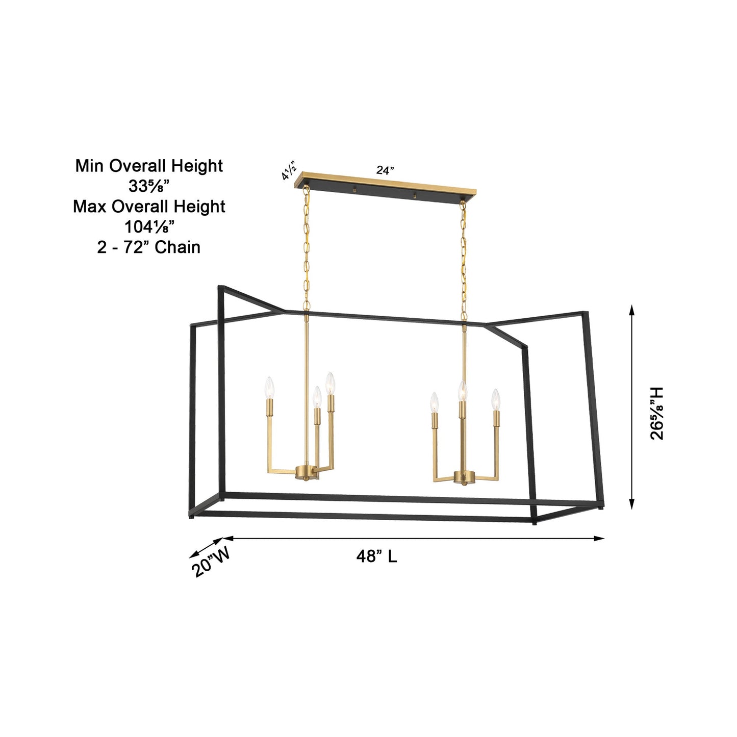 Colwick Linear Pendant Light - line drawing.