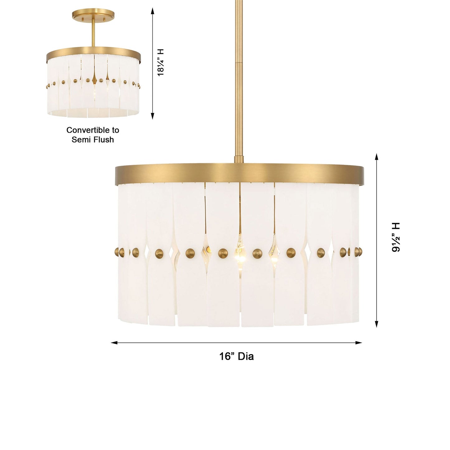 Coronelle Semi Flush Mount Ceiling Light - line drawing.