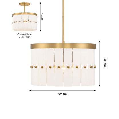Coronelle Semi Flush Mount Ceiling Light - line drawing.
