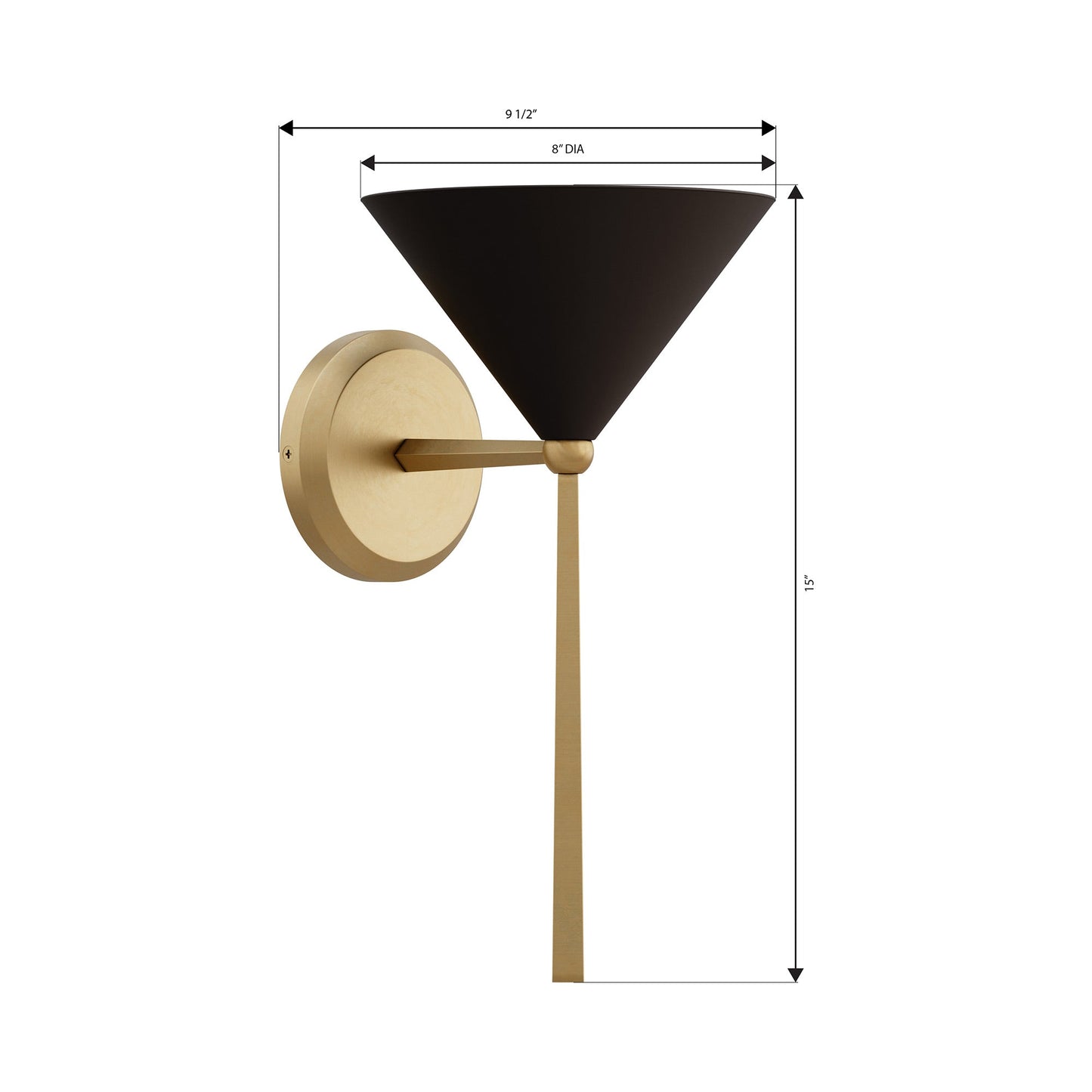Cortan Bath Wall Light - line drawing.