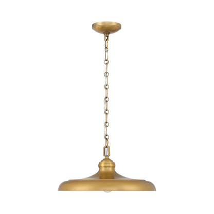 Crowne Pendant Light in Legacy Brass.