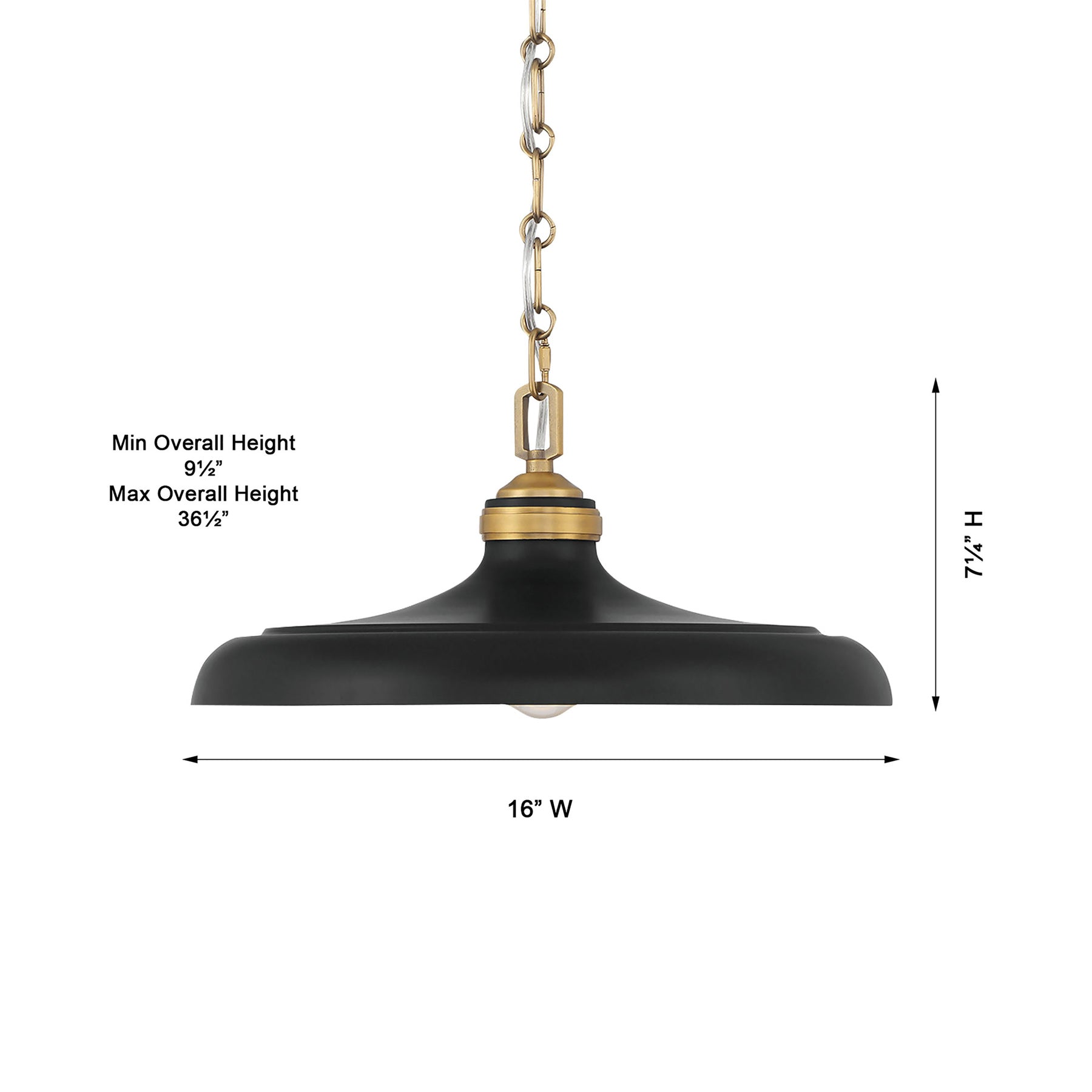 Crowne Pendant Light - line drawing.